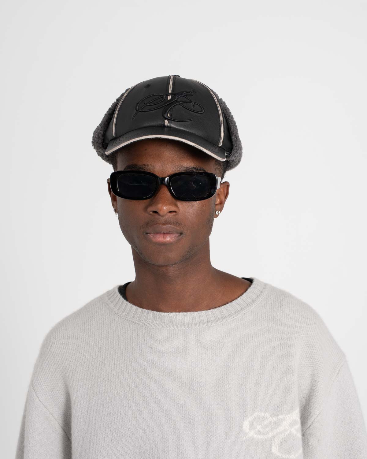 Dog-Ear Cap Black Faux-Leather